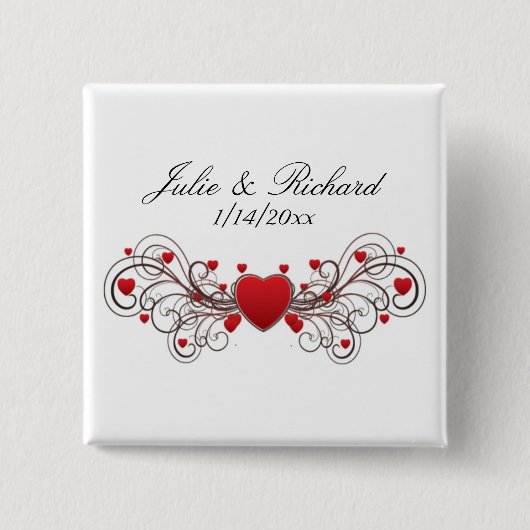 Hearts Wedding Favor Vierkante Button 5,1 Cm (Voorkant)