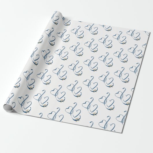 "Hearts & Wedding Rings" Cadeaupapier (Uitgerold)