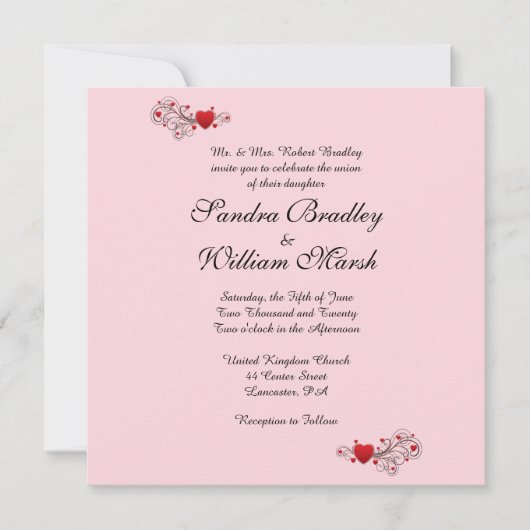 Hearts Wedding Uitnodiging (Voorkant)