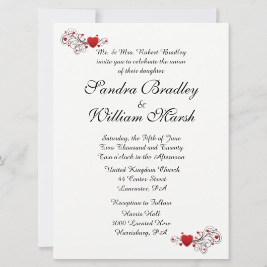 Hearts Wedding Uitnodiging (Voorkant)