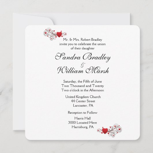 Hearts Wedding Uitnodiging (Voorkant)