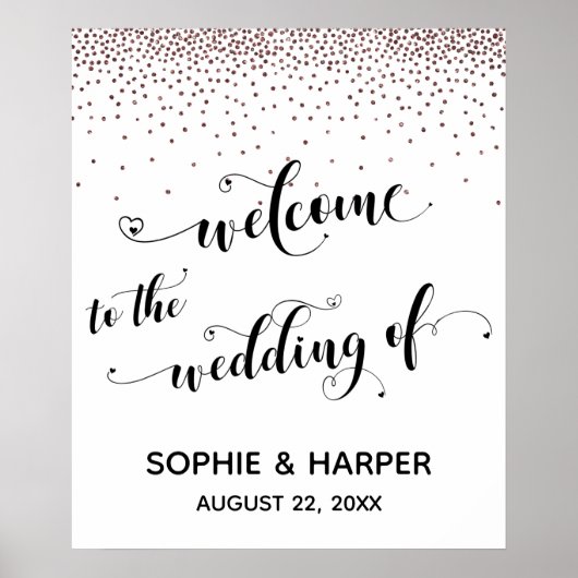 Hearts Welkom bij Weddenschap Roos Gold Confetti S Poster (Voorkant)
