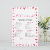 Hearts What's In Your Purse? Bridal Shower Game  Briefpapier (Staand voorkant)