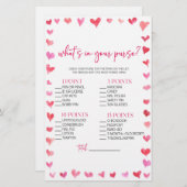 Hearts What's In Your Purse? Bridal Shower Game  Briefpapier (Voorkant / Achterkant)