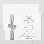 Hearts White Wedding Bachelorette Party Uitnodigin Kaart (Voorkant / Achterkant)