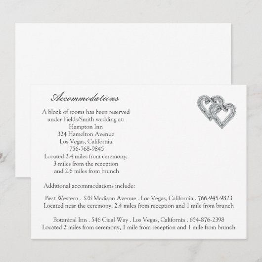 Hearts White Wedding Enclosure Kaarten (Voorkant / Achterkant)