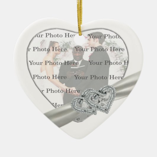Hearts White Wedding Heart Ornament (Voorkant)