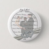 Hearts White Wedding Round Button (Voorkant)