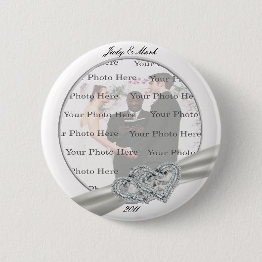 Hearts White Wedding Round Button (Voorkant)