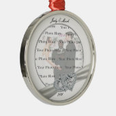 Hearts White Wedding Round Silver Ornament (Rechts)