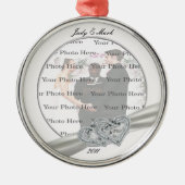 Hearts White Wedding Round Silver Ornament (Voorkant)