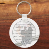 Hearts White Wedding Round Sleutelhanger (Voorkant)