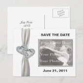 Hearts White Wedding Save The Date Briefkaart (Voorkant / Achterkant)