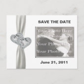 Hearts White Wedding Save The Date Briefkaart (Voorkant)