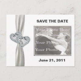 Hearts White Wedding Save The Date Briefkaart