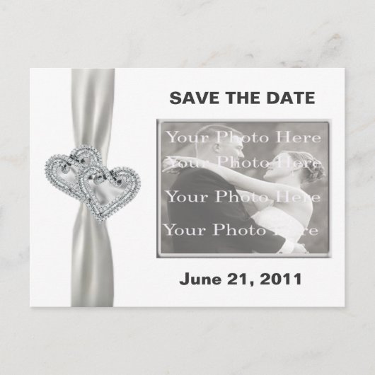 Hearts White Wedding Save The Date Briefkaart (Voorkant)
