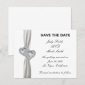 Hearts White Wedding Save the Date Kaart (Voorkant / Achterkant)