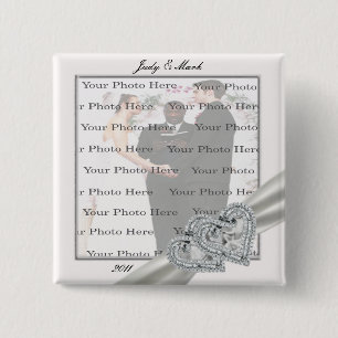 Hearts White Wedding Square Button