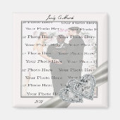 Hearts White Wedding Square Magnet (Voorkant)