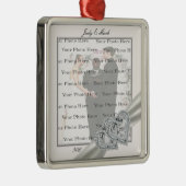 Hearts White Wedding Square Silver Ornament (Rechts)