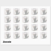Hearts White Wedding Square Stickers (Vel)