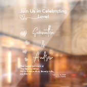 Hearts White Weddings Celebrating Love Romance Raamsticker (Vel 2)