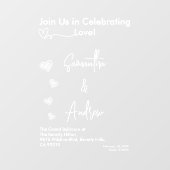 Hearts White Weddings Celebrating Love Romance Raamsticker (Vel)