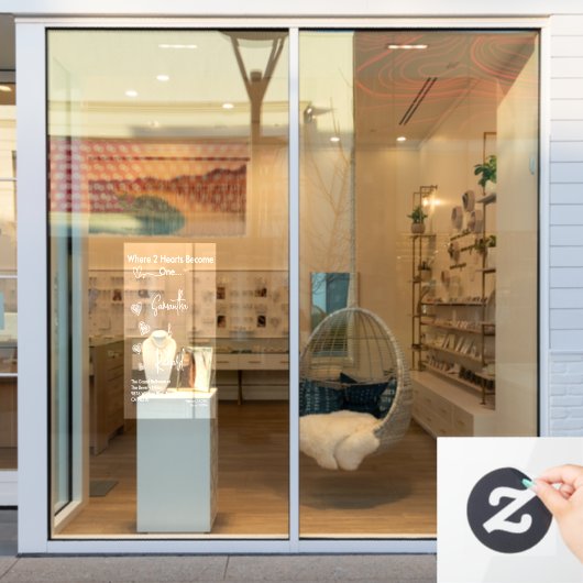 Hearts White Weddings Celebrating Love Romance Raamsticker (Winkelraam)