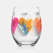 Hearts with sketch marks and drips wijnglas zonder voet (Achterkant)