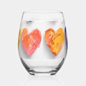 Hearts with sketch marks and drips wijnglas zonder voet (Rechts)