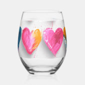 Hearts with sketch marks and drips wijnglas zonder voet (Links)