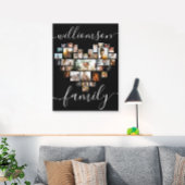 HeartShaped Photo Collage Family Script Caligraphy Canvas Afdruk