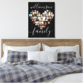 HeartShaped Photo Collage Family Script Caligraphy Canvas Afdruk (Insitu (Slaapkamer))