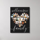 HeartShaped Photo Collage Family Script Caligraphy Canvas Afdruk (Voorkant)