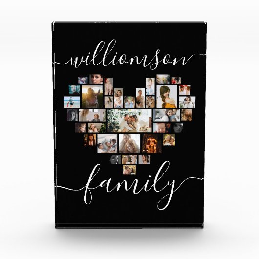 HeartShaped Photo Collage Family Script Caligraphy Fotoblokken (Voorkant)