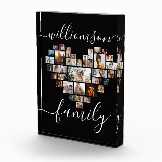 HeartShaped Photo Collage Family Script Caligraphy Fotoblokken (Rechts)