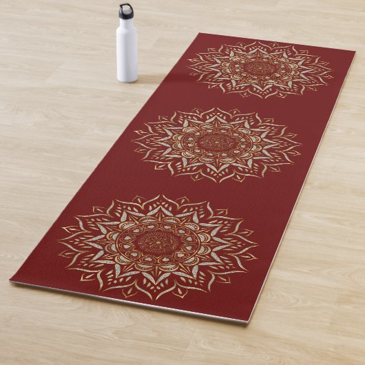 Heartsmandala faux glitter textuur yoga mat (In situ)
