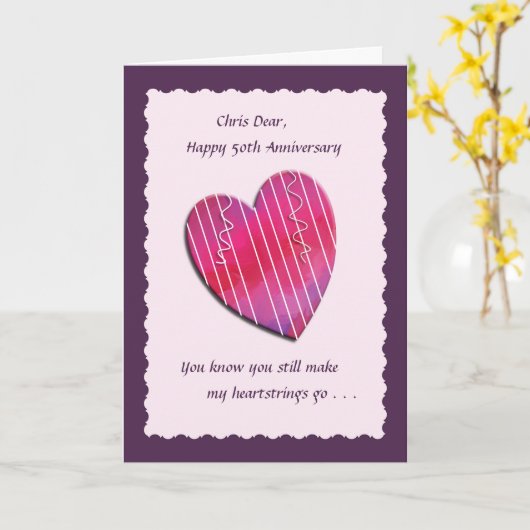 Heartstrings 50th Wedding Jubileum Kaart (Gele Bloem)