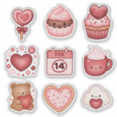 Heartstrings and Sparkles Valentines Stickers 9ct (Voorkant)
