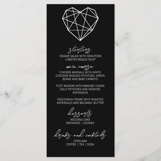 Heartstrings Bruiloft Menu (Voorkant)