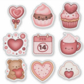 Heartstrings en Sparkles Valentijnstickers 9st Sticker (Voorkant)