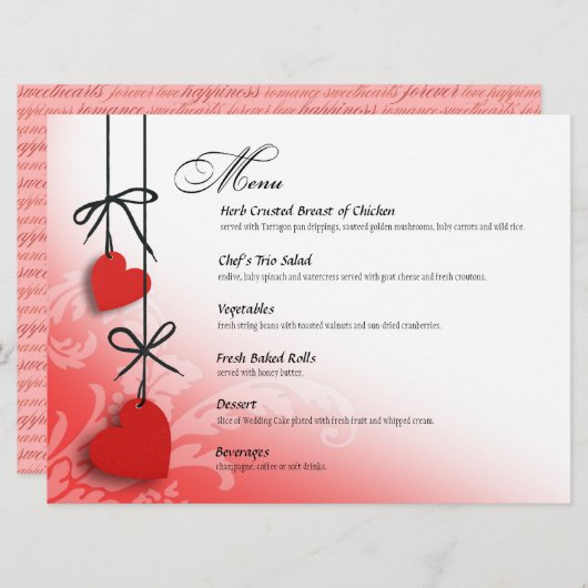 Heartstrings Het menu rood (Voorkant / Achterkant)