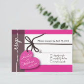 Heartstrings RSVP 1 Response fuschia Kaartje (Staand voorkant)