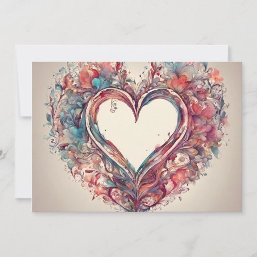 Heartstrings- waterverf hartschilderij kaart (Voorkant)