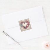 Heartstrings- waterverf hartschilderij vierkante sticker (Envelop)