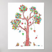 Heartstrings Waterverf Tree met Birds Poster (Voorkant)