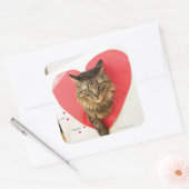Heartthrob Cat Vierkante Sticker (Envelop)
