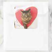 Heartthrob Cat Vierkante Sticker (Tas)