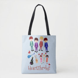 Heartthrobs Cute Retro Music Band Illustratie Tote Bag