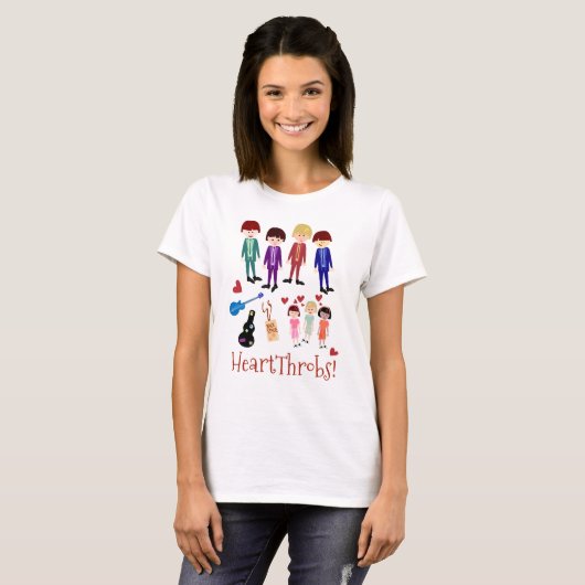 Heartthrobs Retro Band Illustratie T-shirt (Voorkant volledig)